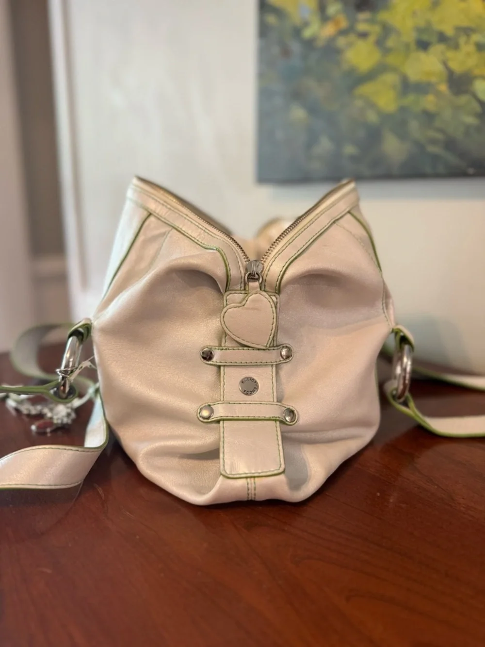 Elliott Lucca Pearly White Leather Shoulder Bag | Y2K Charm Bag Spring Summer 🤍 - Picture 6 of 16